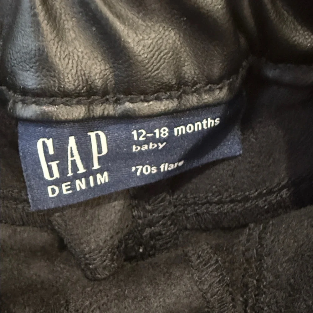 Gap Black Faux Leather 70’s Flare Pants 12-18 Months